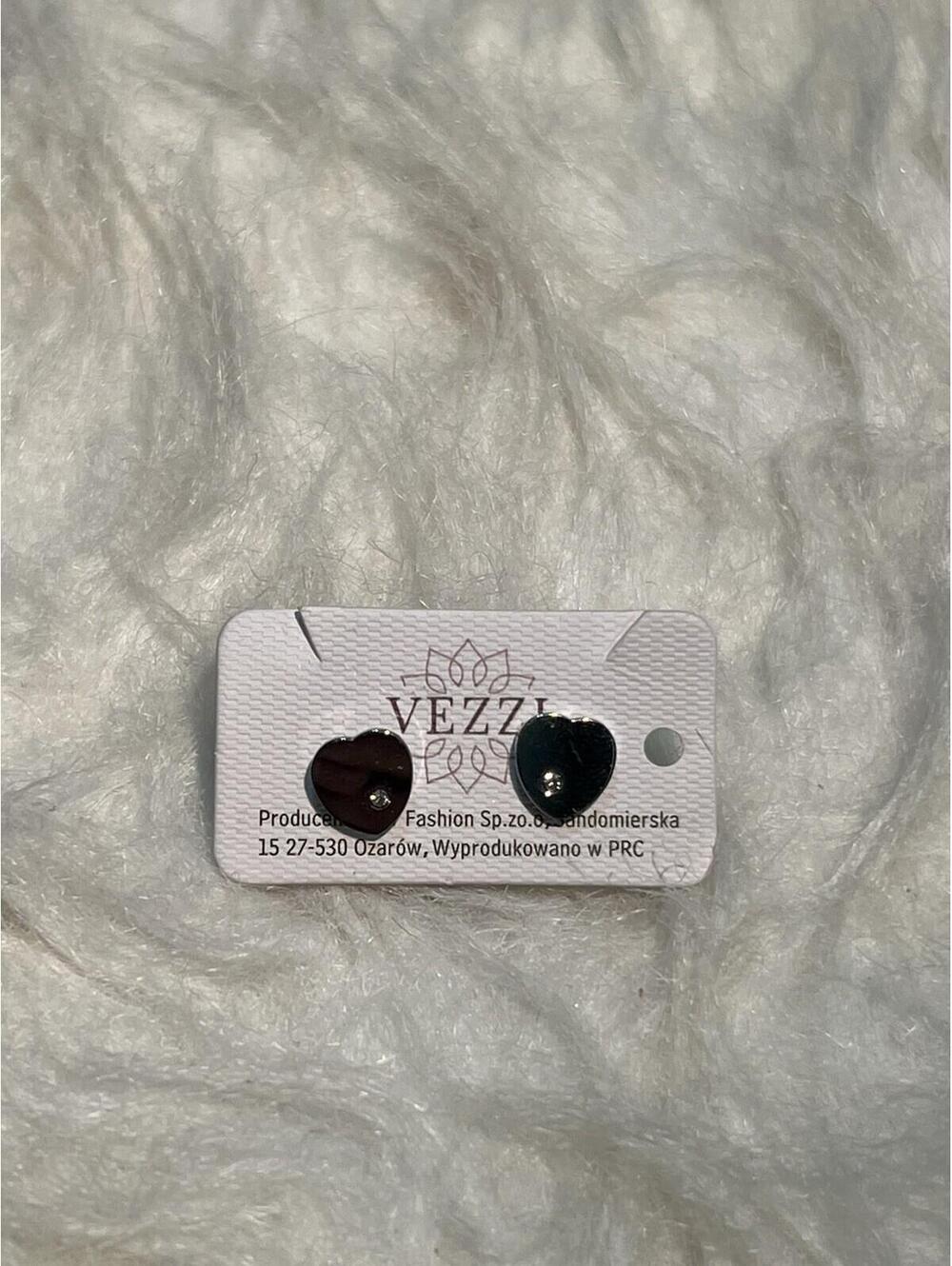 Vezzi Silver Heart shaped Stud Earring With Small Crystals